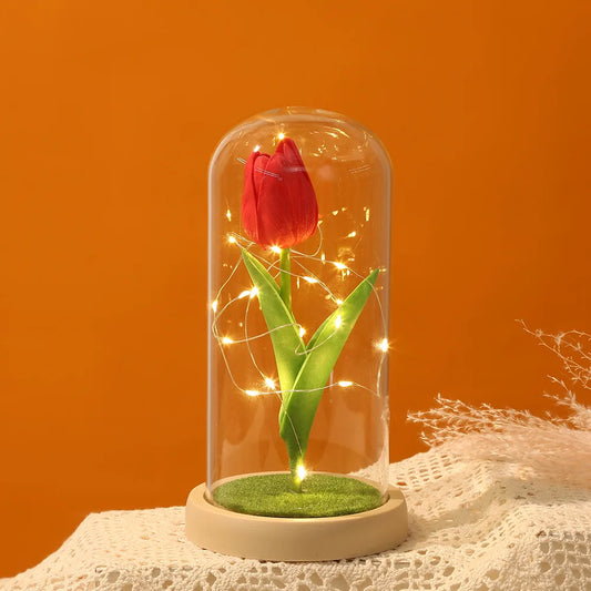 Eternal Tulip Artificial Flower Fairy String Lights In Dome