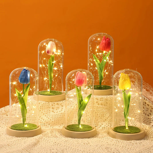 Eternal Tulip Artificial Flower Fairy String Lights In Dome